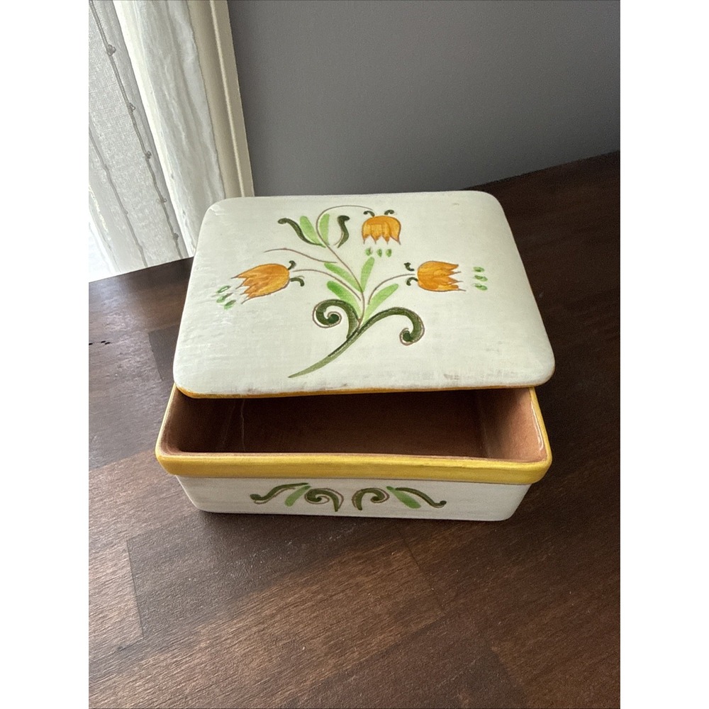 Vintage Stangl Cigarette or Trinket Box Tulip Stamped Jewelry